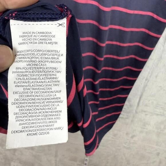 RLX Ralph Lauren Golf Polo Shirt Size M Navy Pink Stripe Wicking Stretch ‘Read’ - Picture 8 of 8